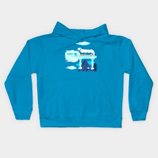 Pixel Art Sky Train Kids Hoodie